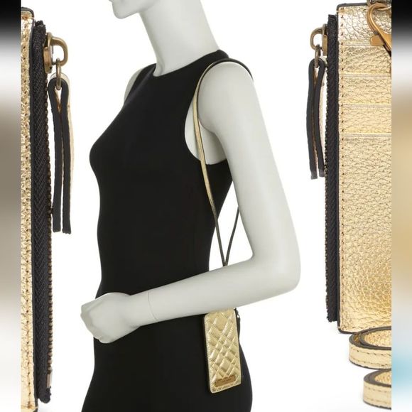 Kurt Geiger London Quilted Card Holder w/Lanyard- Gold - Picture 3 of 9